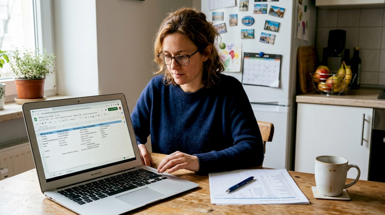 Mujer analizando y comparando opciones de pago desde su ordenador portátil