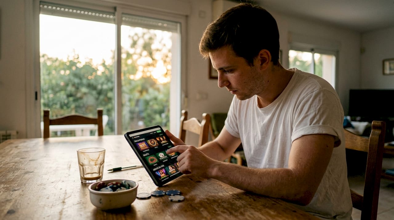 Un hombre se aventura a descubrir la amplia oferta de juegos en casinos internacionales.