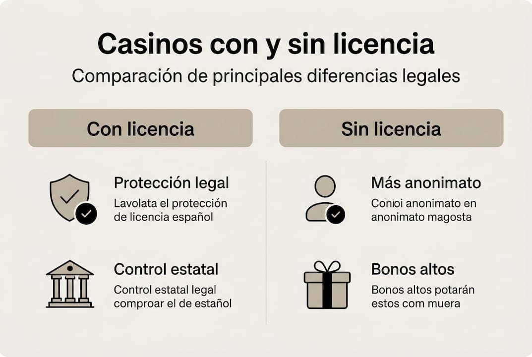 Infografía sobre las diferencias entre casinos regulados y no regulados
