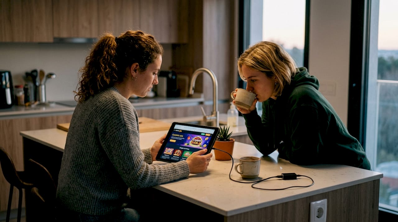 Personas explorando un casino online desde su tablet