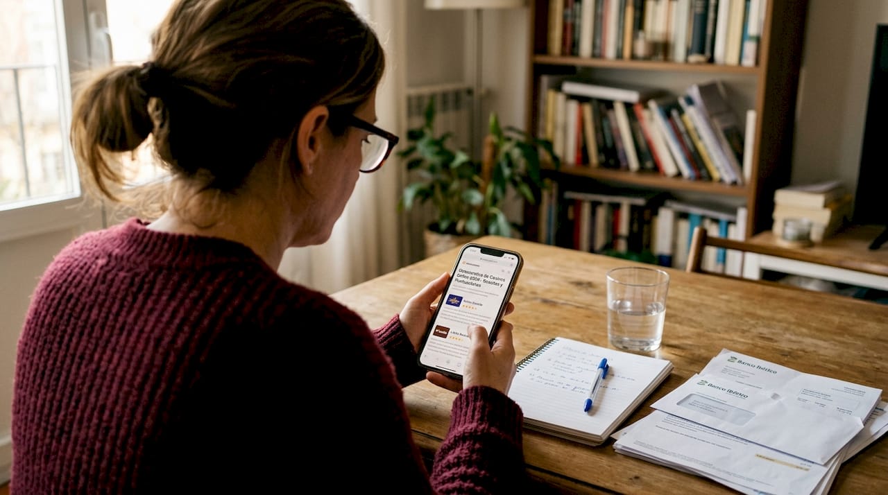Mujer evaluando las medidas de seguridad en un casino online
