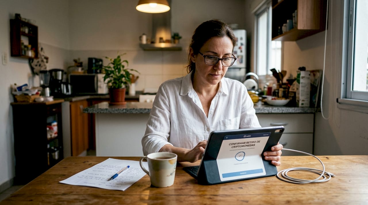 Mujer realizando un retiro en un casino de criptomonedas