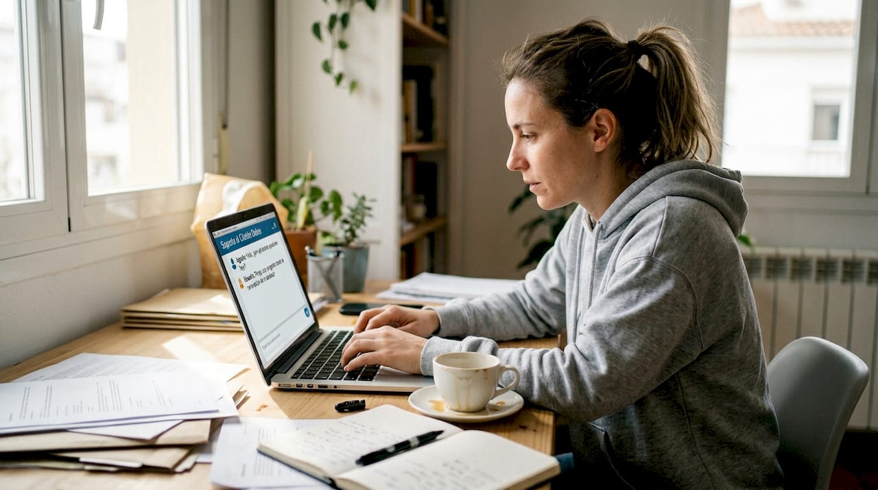 Una mujer conversa con el servicio de atención al cliente de un casino online