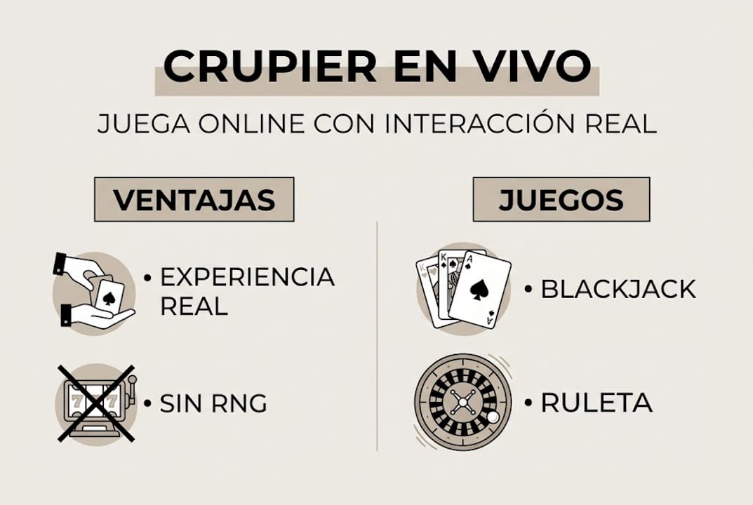 Resumen visual sobre casinos con crupieres en vivo