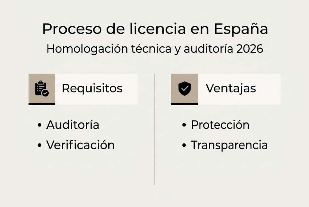 Infografía sobre los pasos para obtener una licencia de casino en España