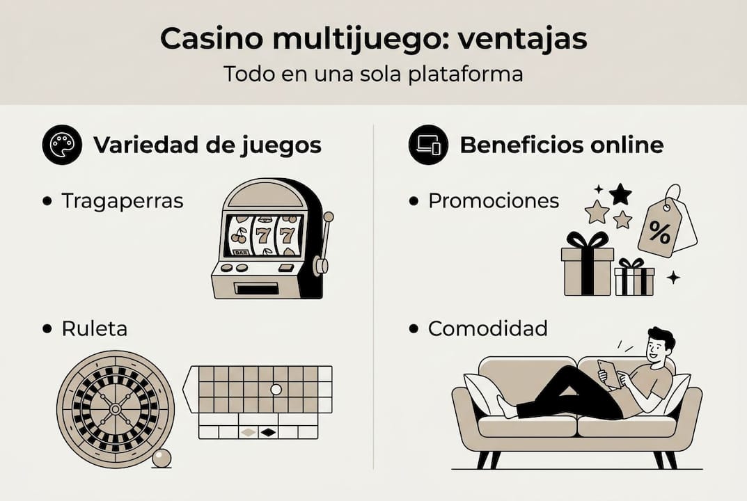 Infografía: beneficios de jugar en casinos con múltiples opciones de juego