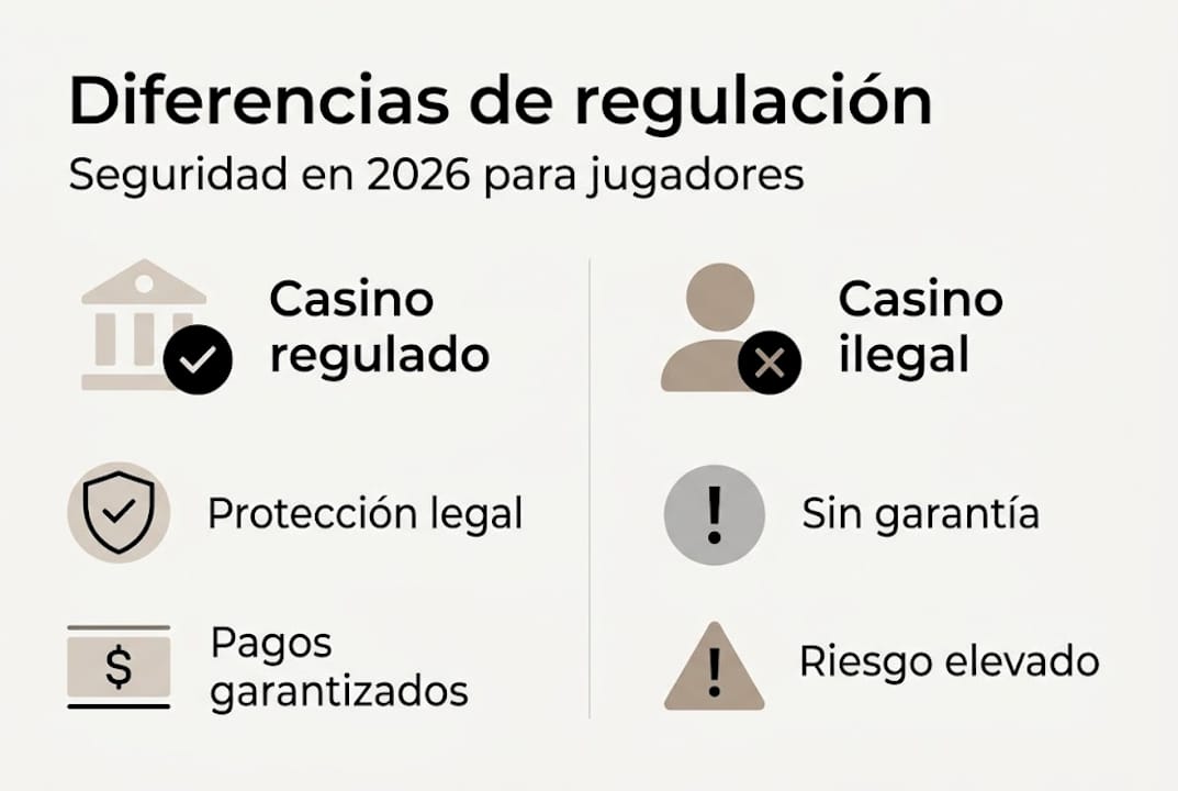 Infografía sobre las diferencias en la regulación de los casinos online