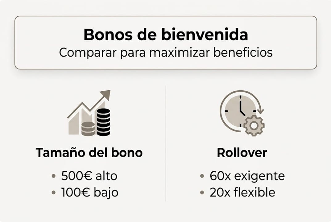 Infografía sobre las diferencias entre los bonos de casino y el rollover