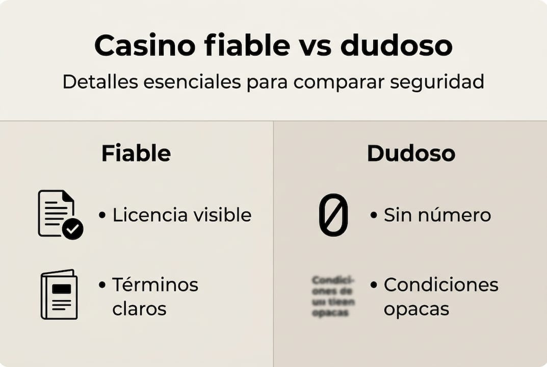 Infografía: diferencias clave entre un casino de confianza y uno poco seguro