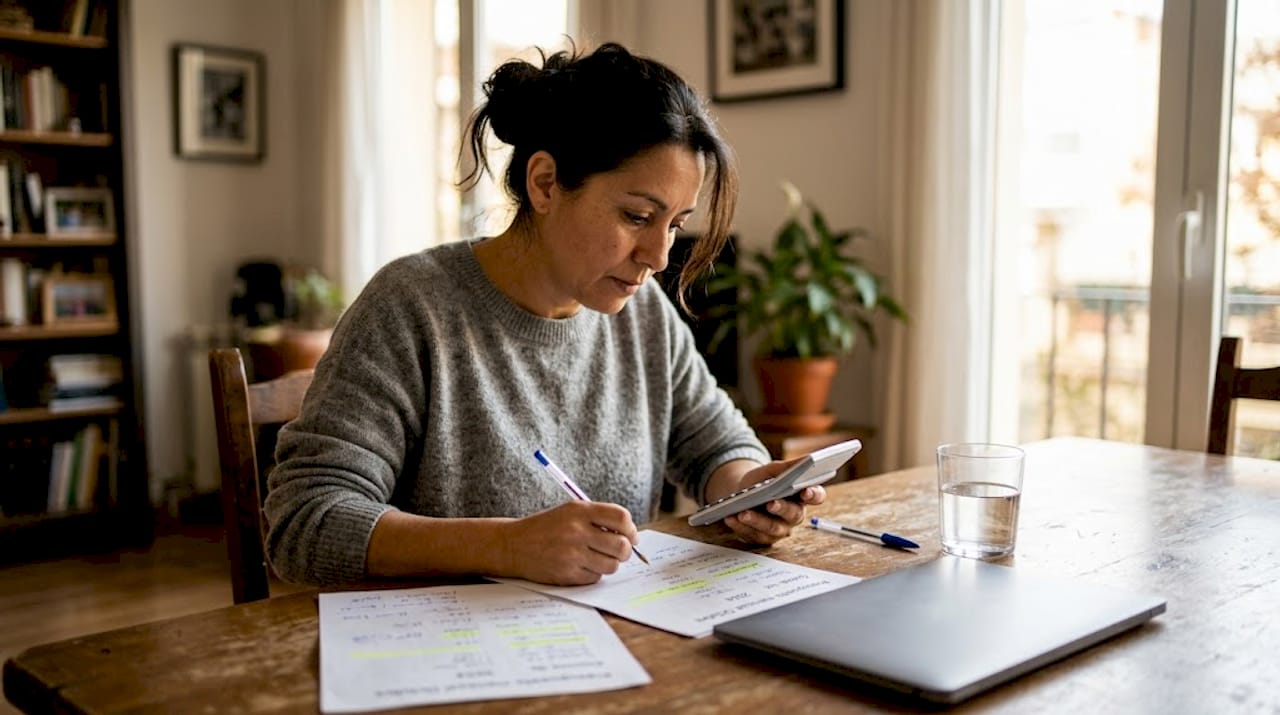Mujer revisando desde casa cuánto debe apostar para cumplir con los requisitos