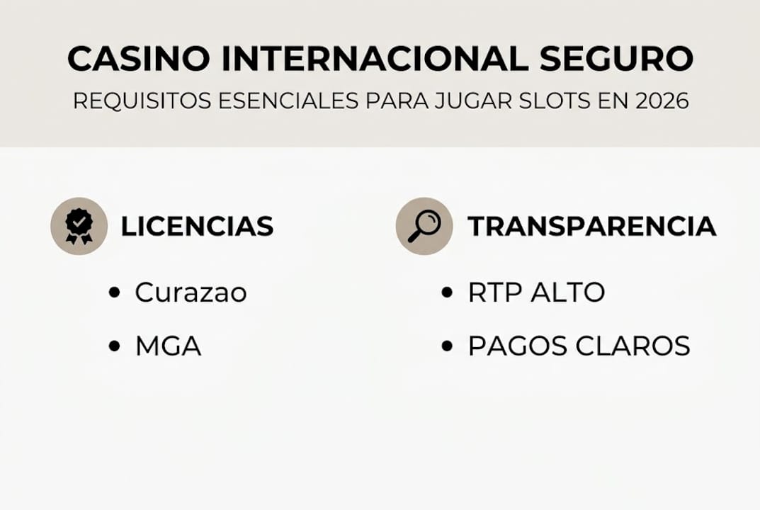 Infografía sobre los requisitos para jugar en un casino internacional de forma segura