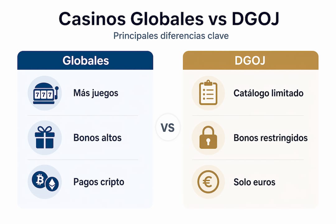 Infografía: comparación entre casinos internacionales y operadores regulados por la DGOJ