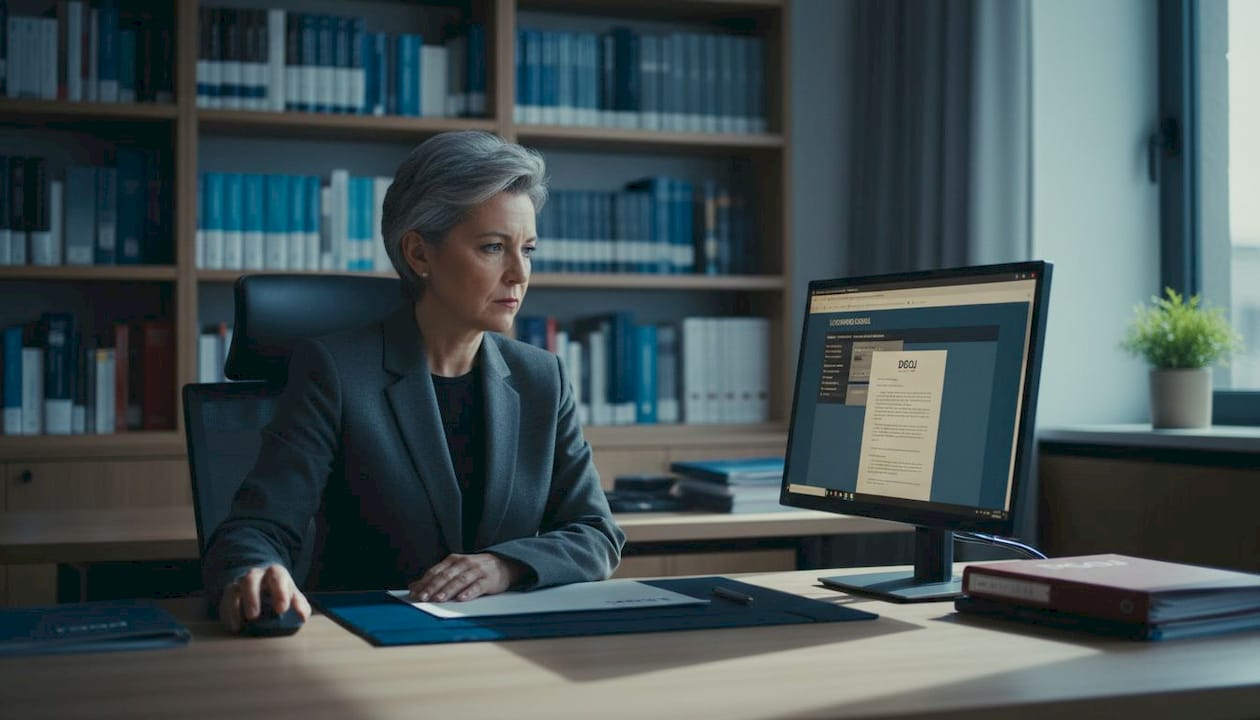 Empleada de la DGOJ revisando documentación en su despacho