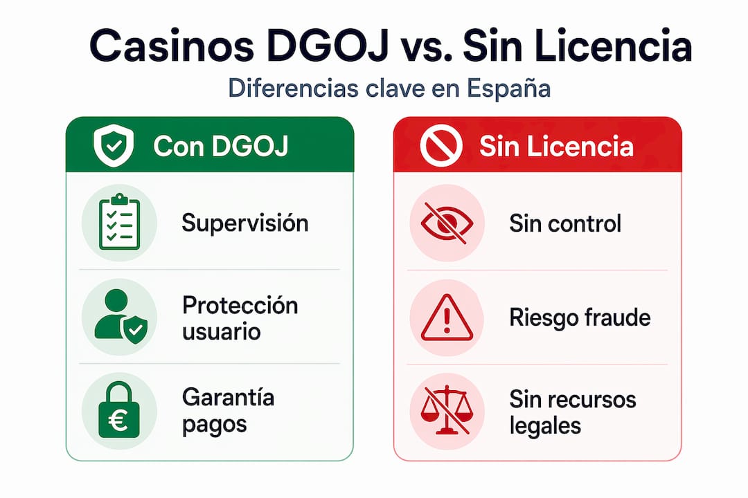 Infografía: Diferencias entre casinos autorizados por la DGOJ y casinos sin licencia