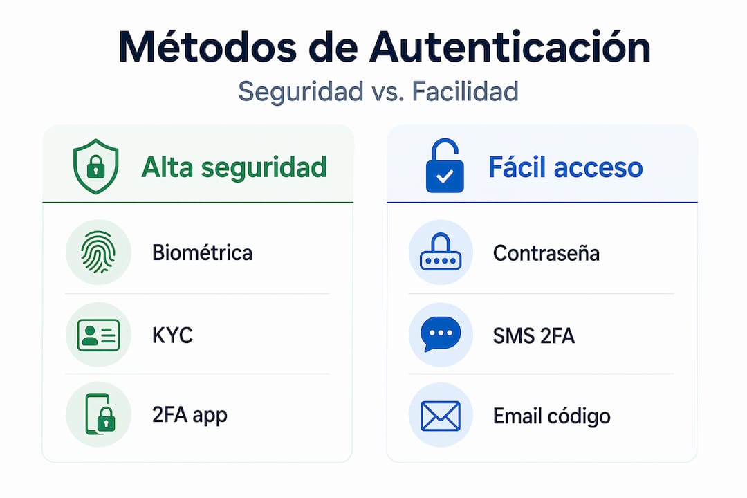 Infografía: comparativa de los métodos de autenticación más utilizados en los casinos