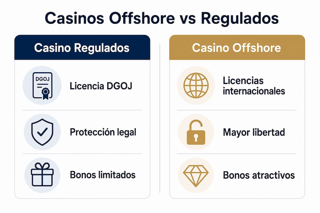 Infografía: diferencias clave entre casinos regulados y casinos offshore