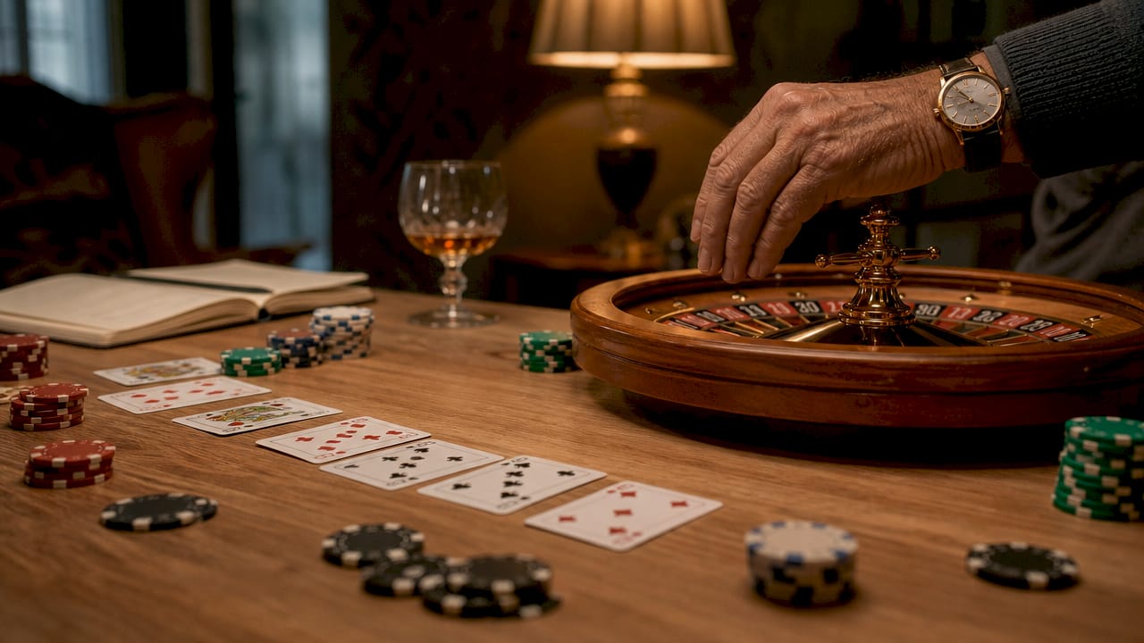 Detalle de los diferentes juegos de casino sobre la mesa