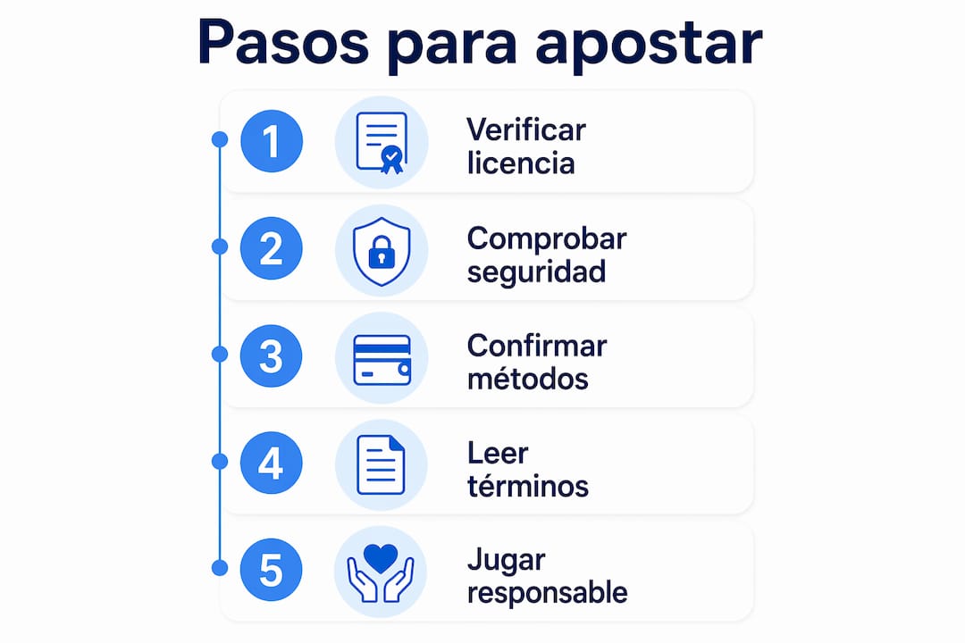 Guía visual con los pasos clave para apostar en casinos online internacionales
