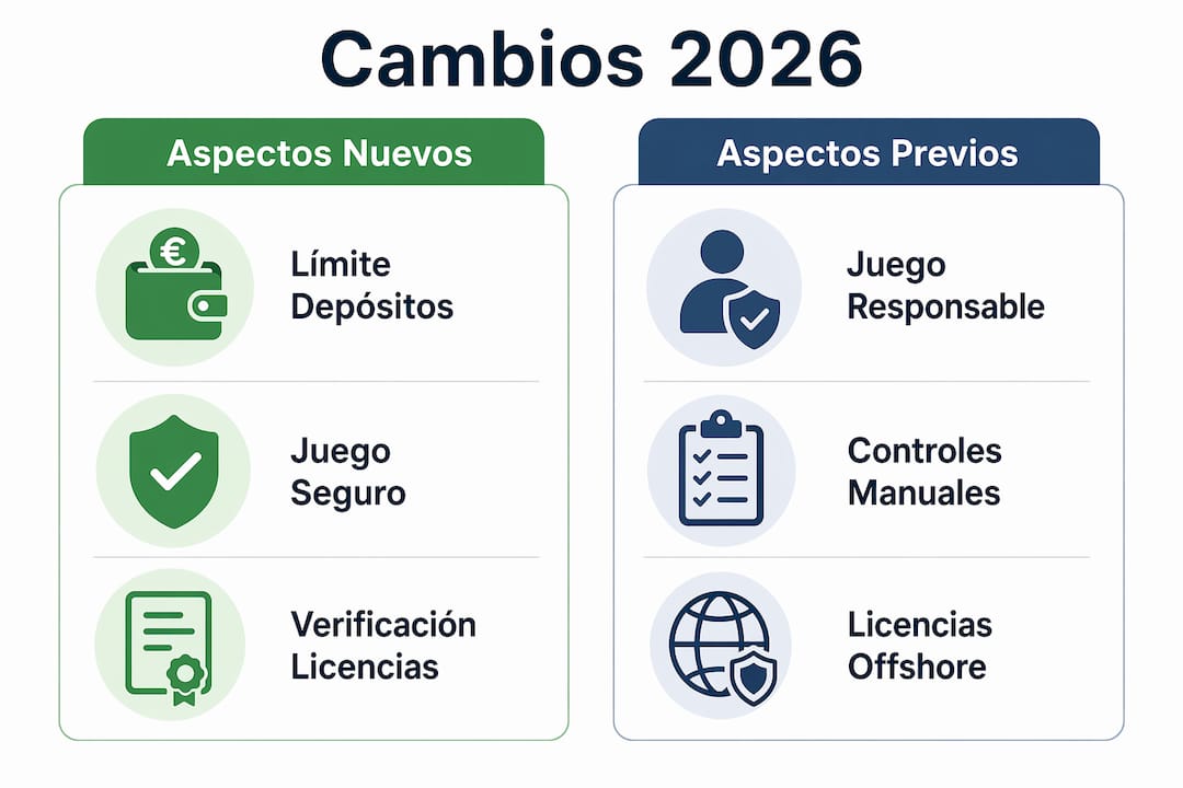 Infografía que muestra las principales diferencias entre la normativa actual y la que entrará en vigor en 2026