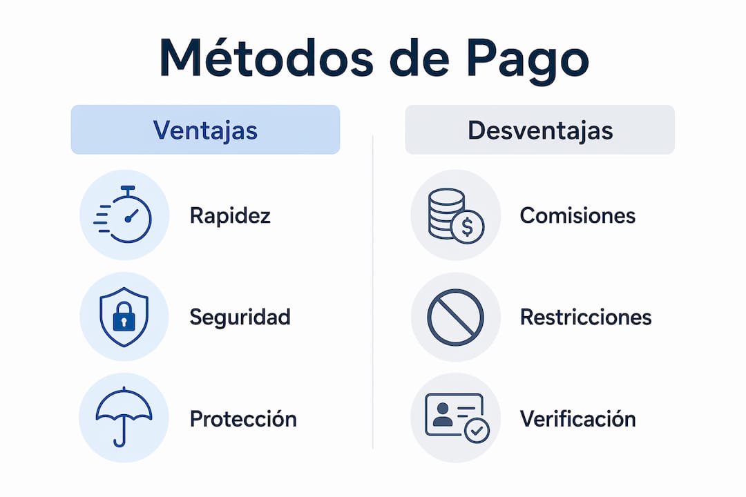 Infografía: comparación de los principales métodos de pago en casinos internacionales