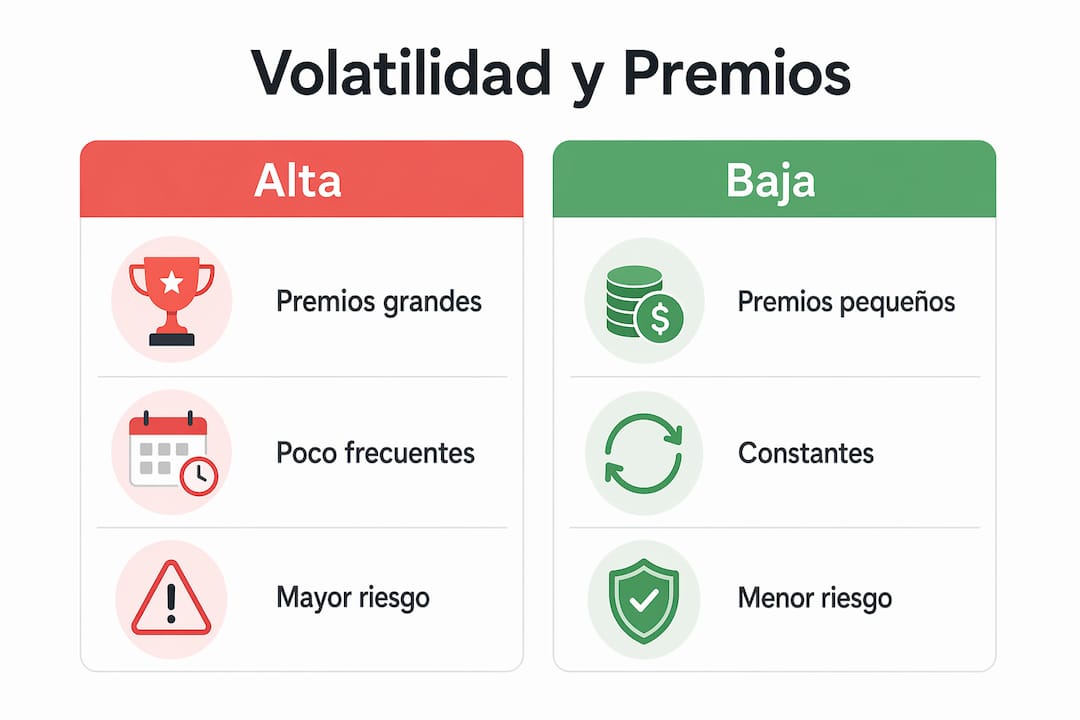 Infografía que muestra las diferencias entre premios de alta y baja volatilidad