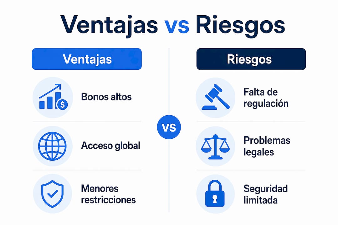 Infografía que muestra de forma clara los pros y contras de jugar en plataformas sin licencia