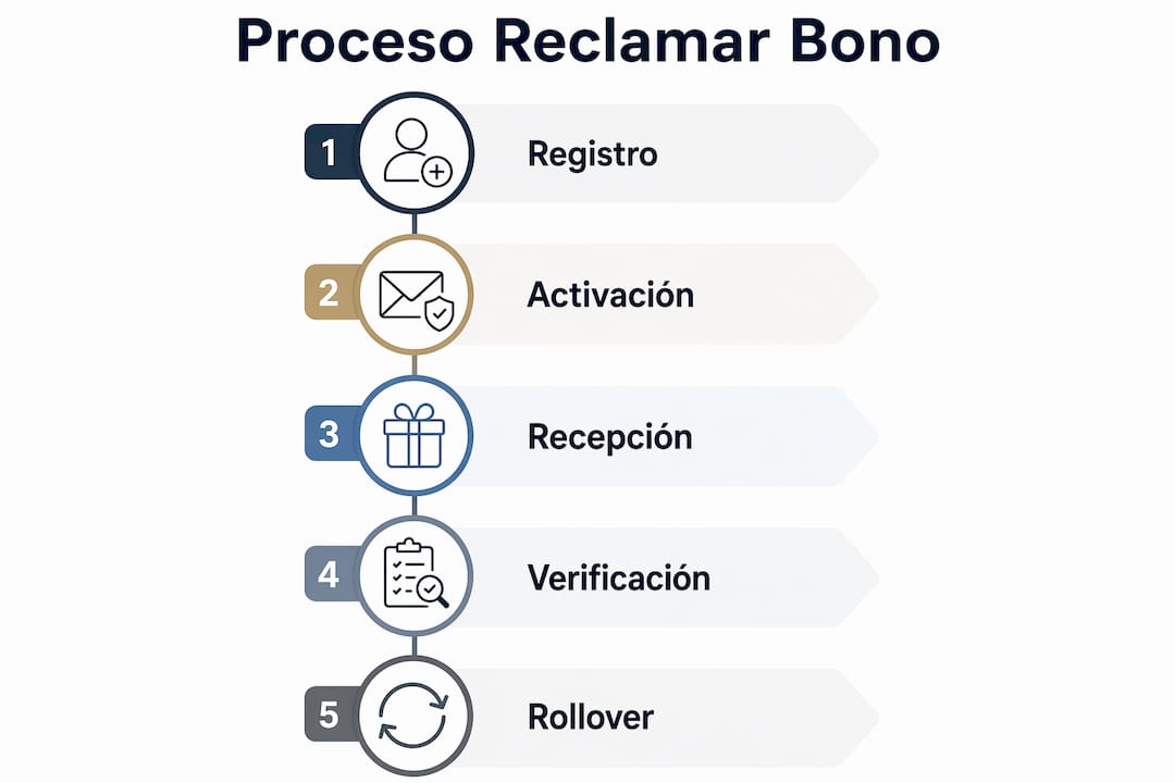 Infografía: cómo conseguir tu bono sin depósito paso a paso