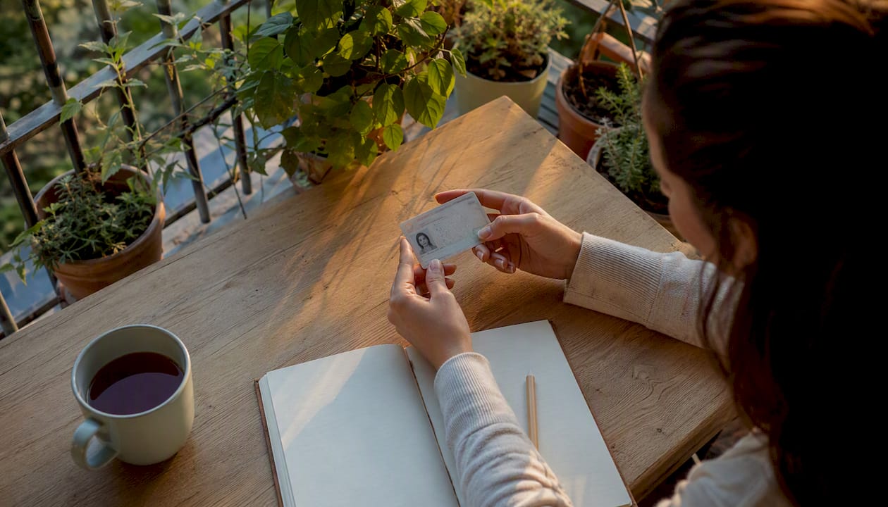 Persona mostrando su DNI con las manos para el proceso de verificación de identidad en España