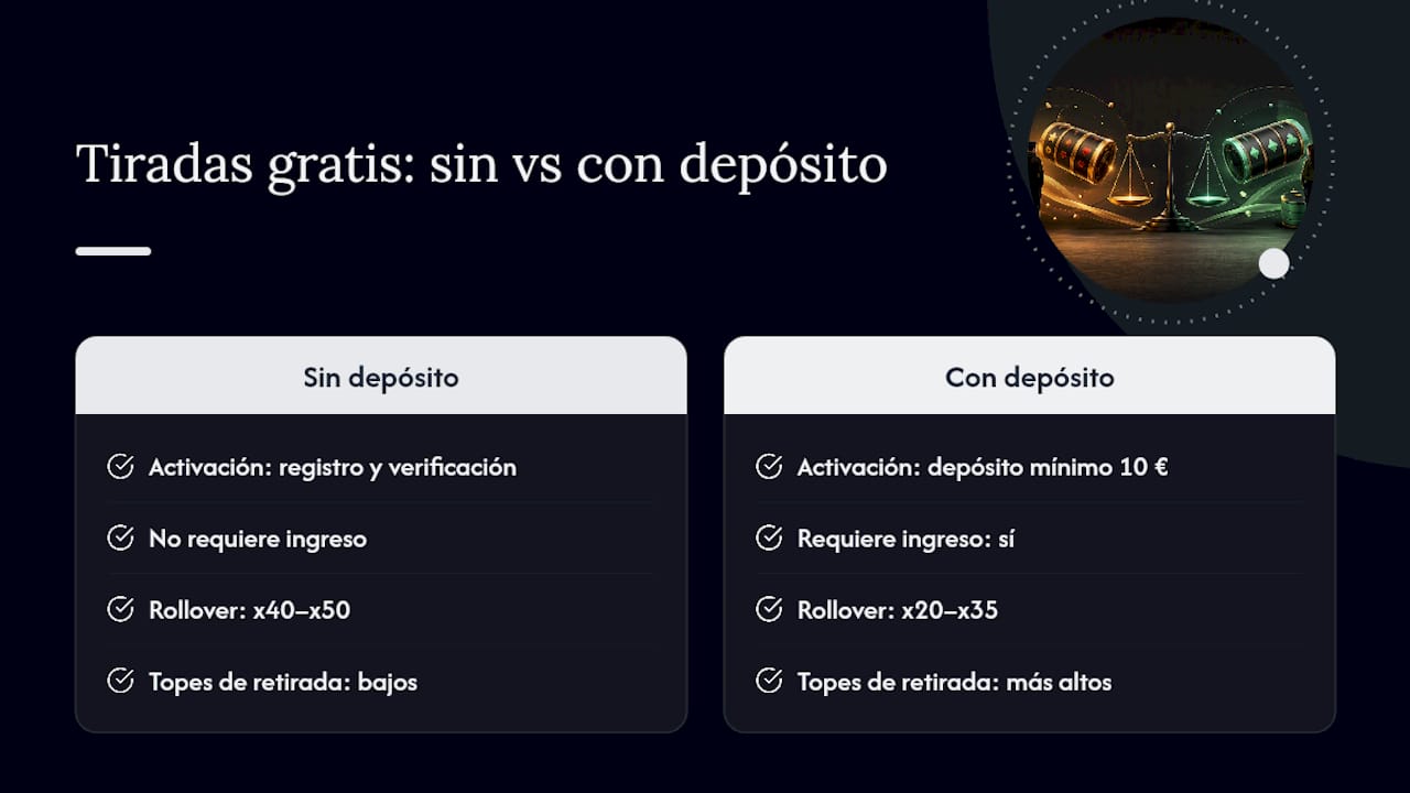 Qué son las tiradas gratis y en qué se diferencian las de sin depósito y con depósito — overview diagram