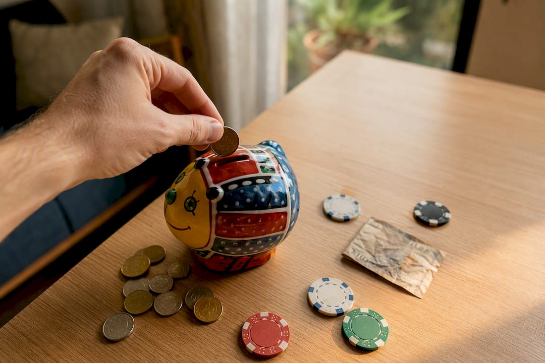 Una mano deposita dinero en una caja destinada al juego responsable.