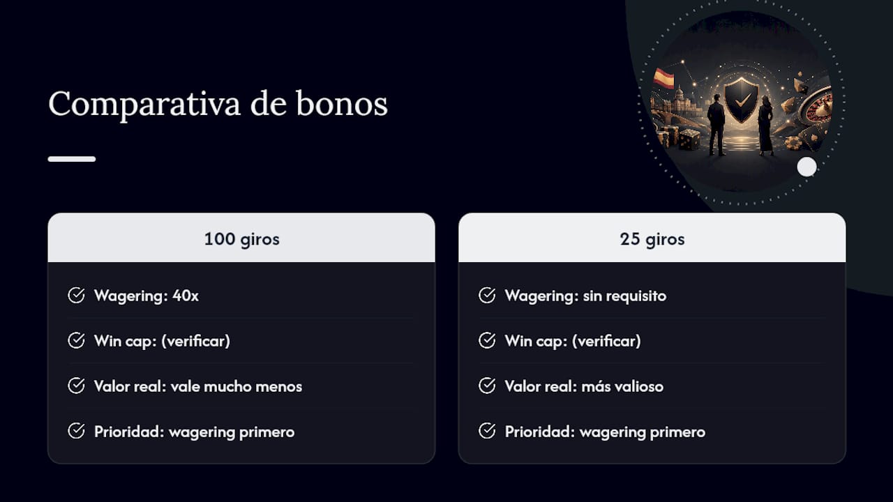 Diagrama comparativo del valor de los bonos de giros gratis según los requisitos de apuesta