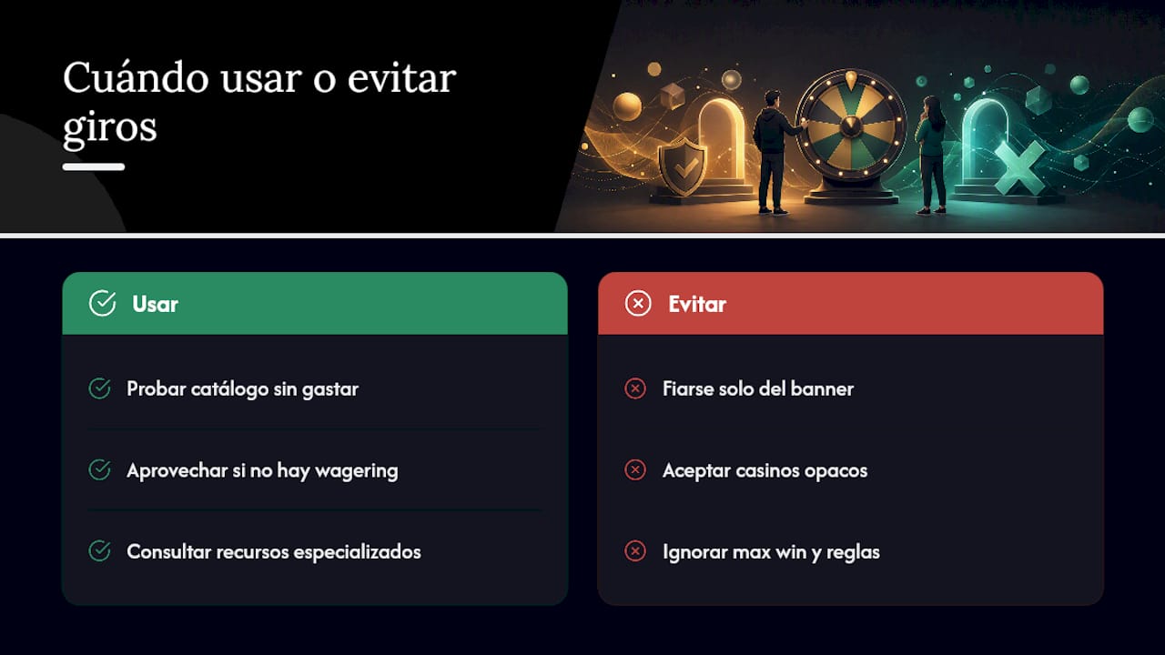 Cuándo usar los giros gratis como herramienta y cuándo pasar de largo — overview diagram