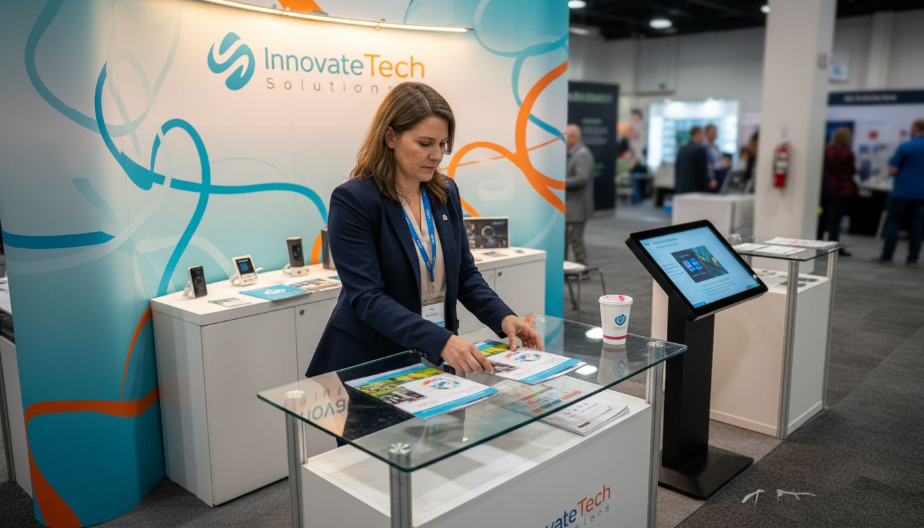 Custom trade show booth with branded graphics