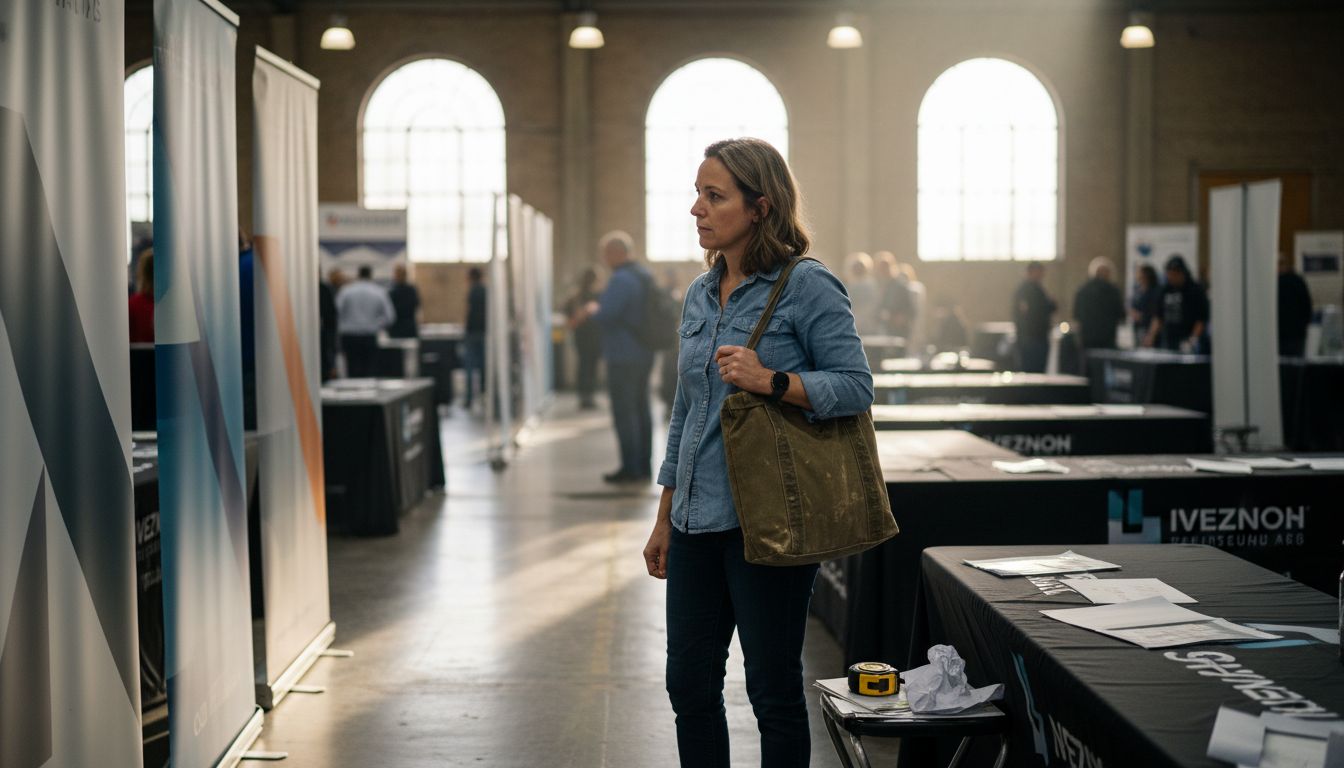 Event organizer compares display types at venue