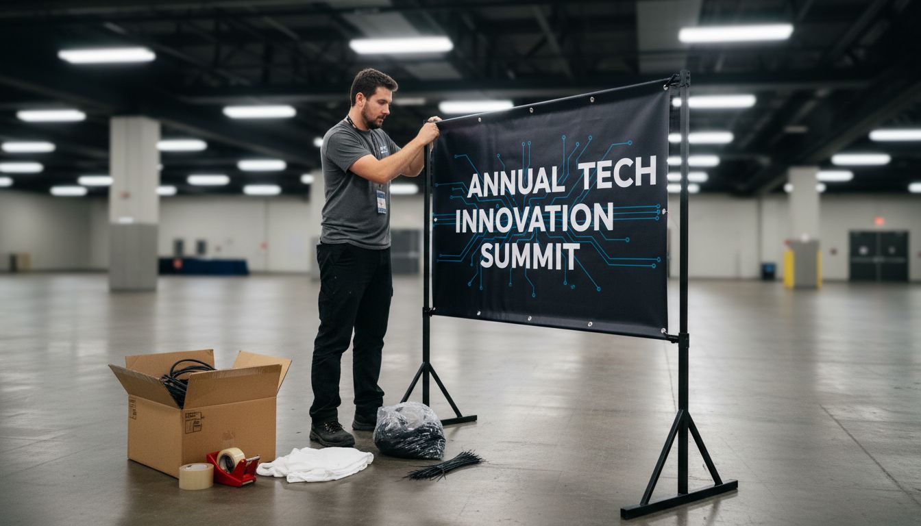 Technician setting up custom event display