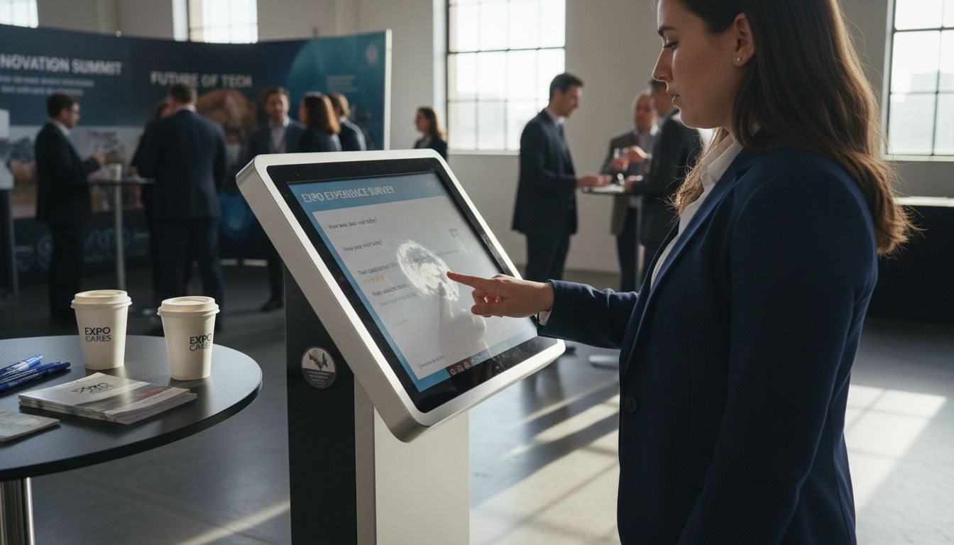 Attendee interacting with digital event display