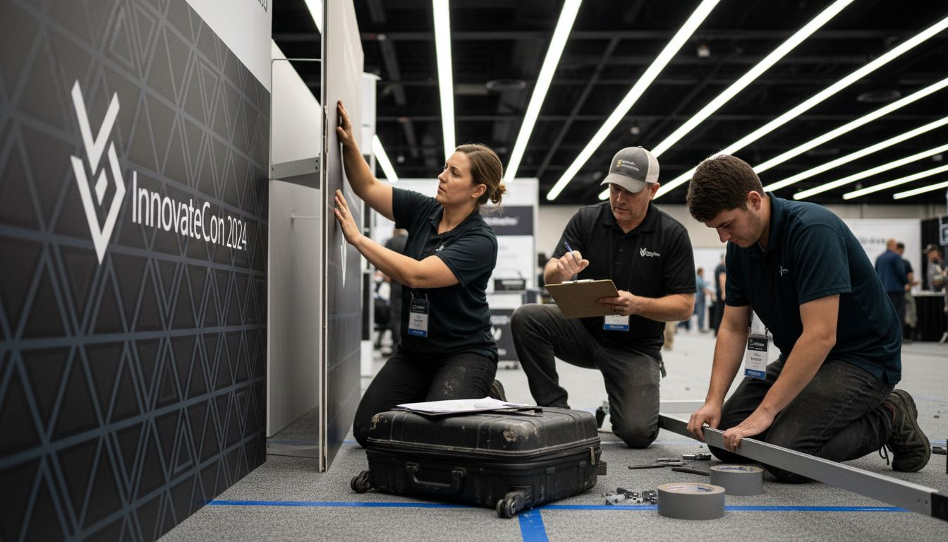 Team assembling modular trade show display