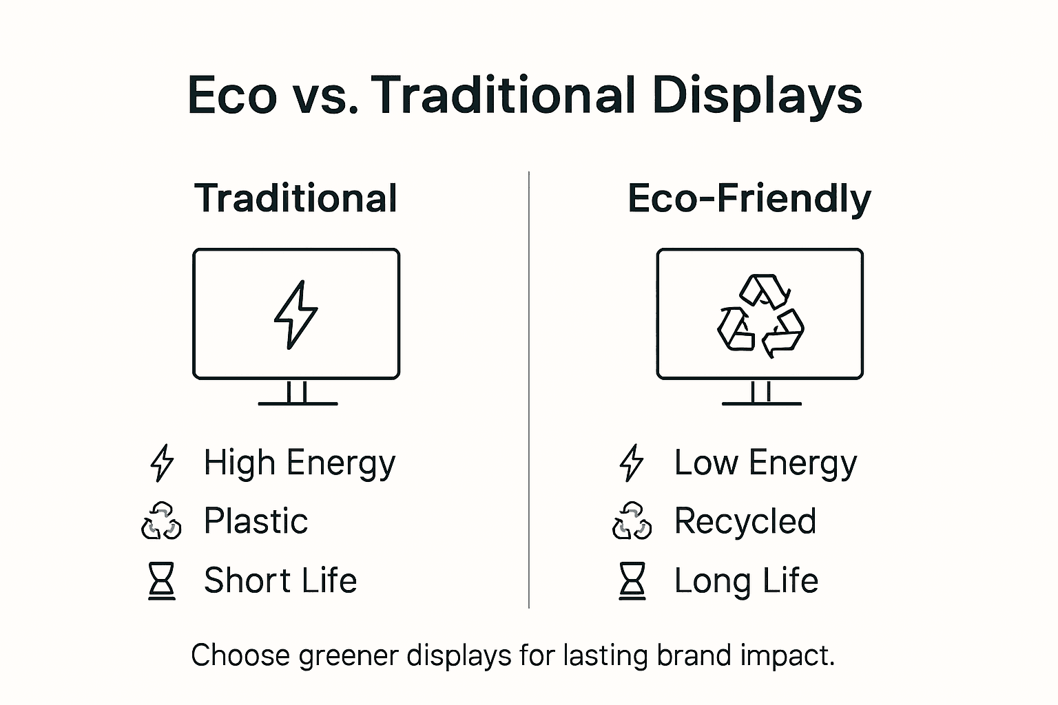 Infographic comparing eco and traditional displays