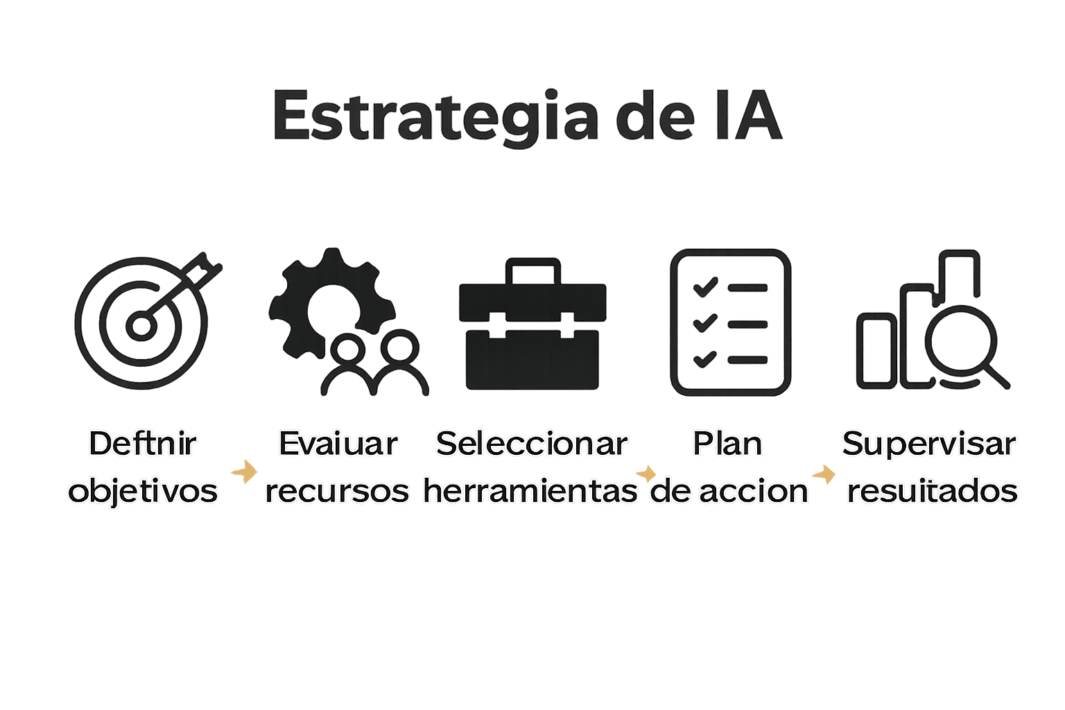 Infografía simple con los 5 pasos para estrategia de IA empresarial
