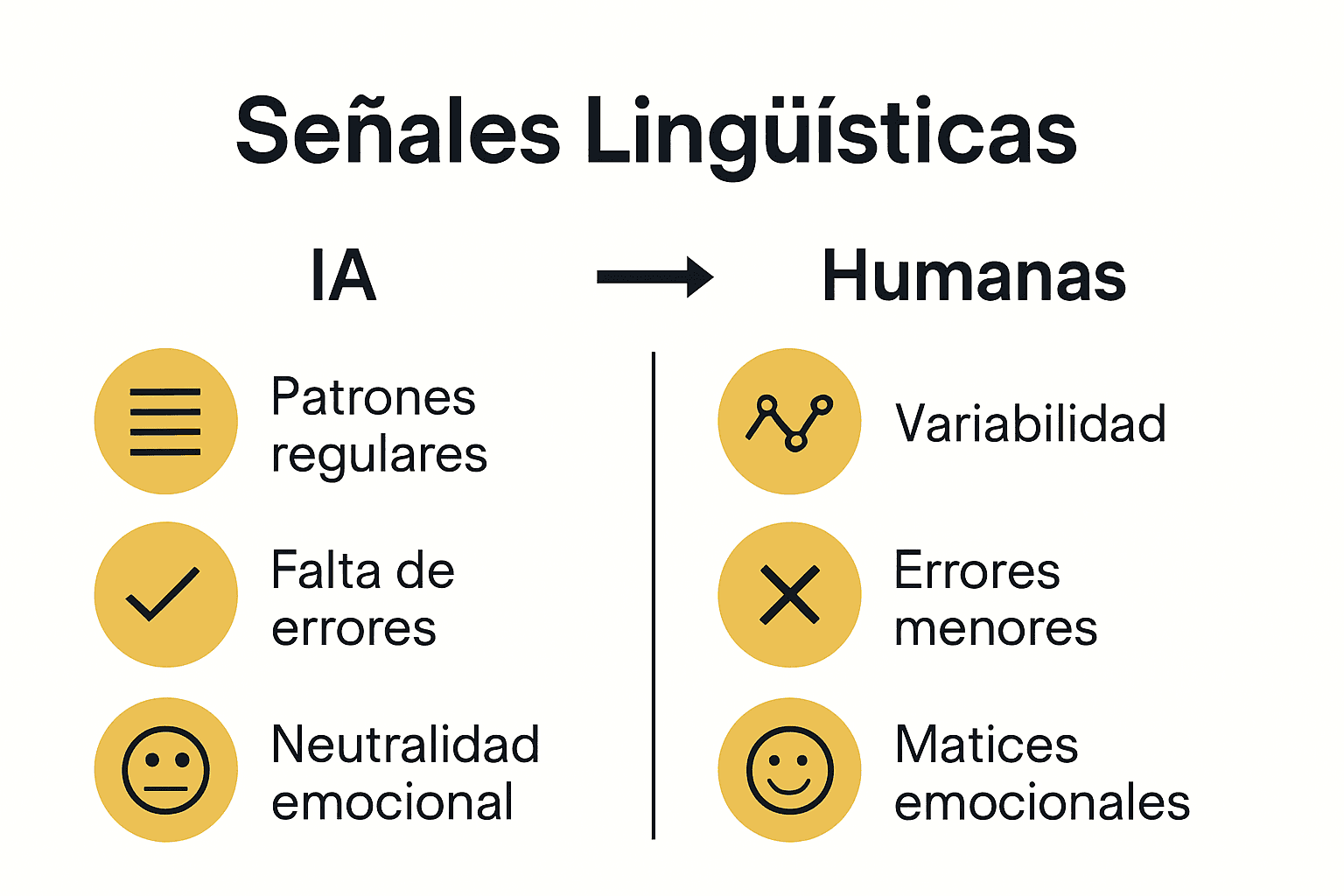 Infografía comparación texto IA vs humano