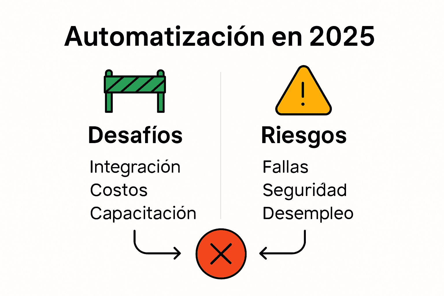 Infografía sobre desafíos y riesgos de la automatización