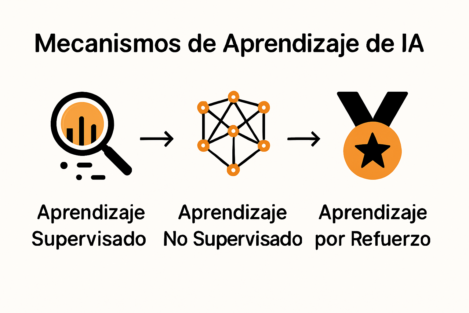 Comparación visual de tipos de aprendizaje en IA