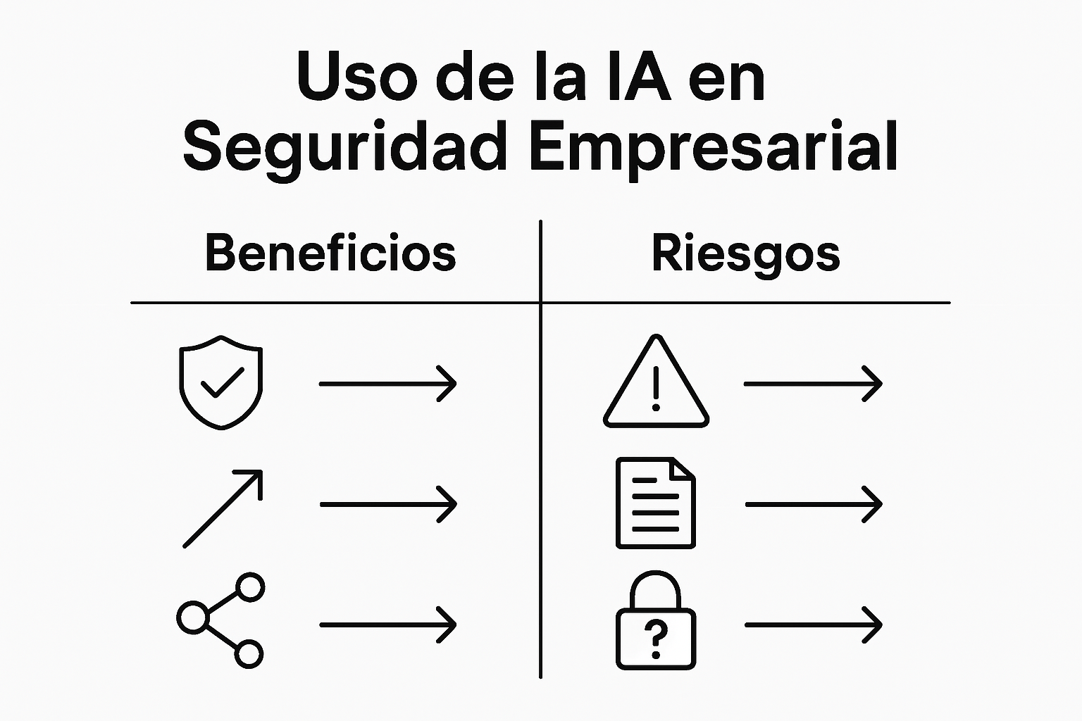 Infografía que muestra las ventajas y los posibles riesgos de la seguridad en inteligencia artificial