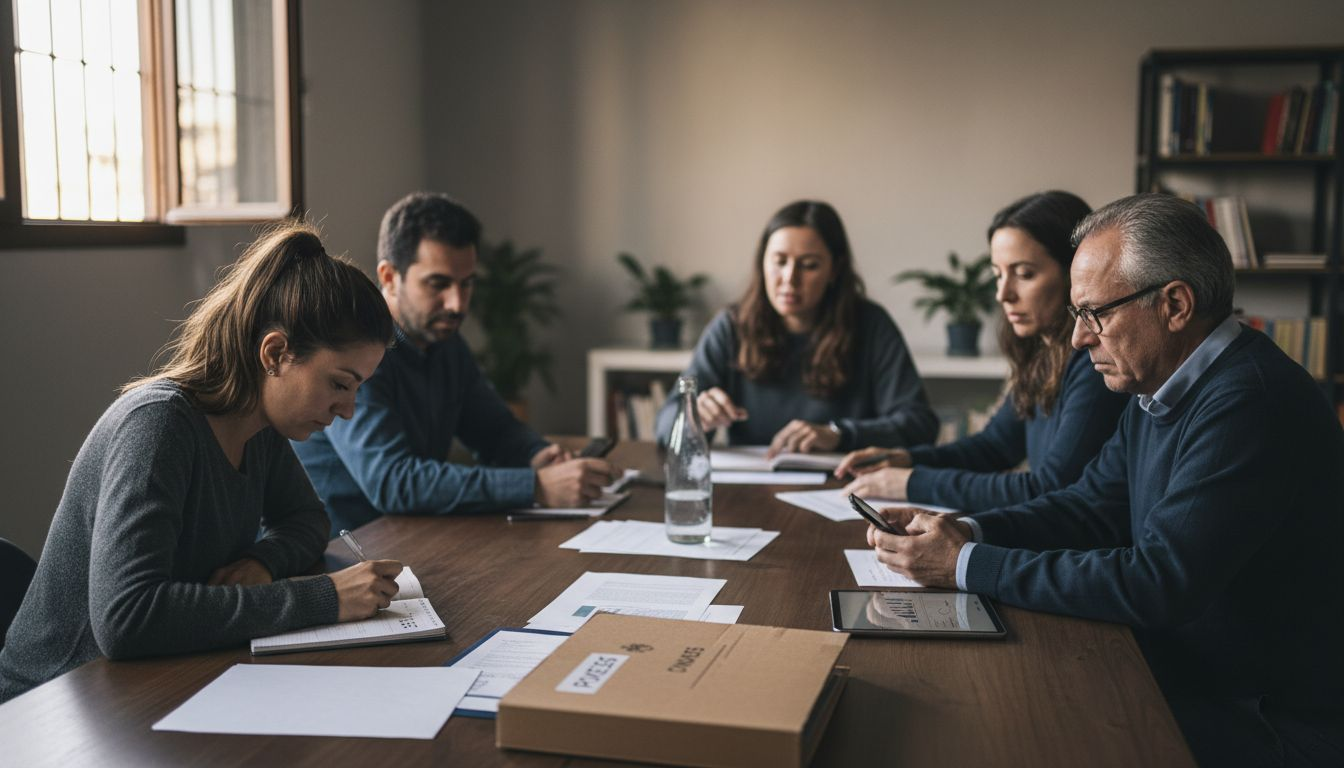 Un grupo de trabajo analiza cómo incorporar inteligencia artificial durante una reunión en la oficina.