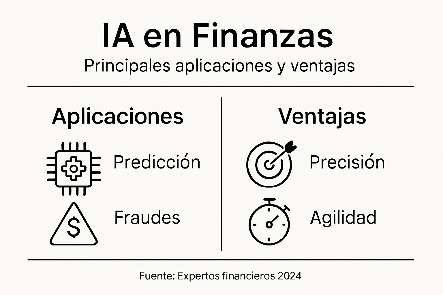 Infografía sobre los usos más destacados de la inteligencia artificial en el sector financiero
