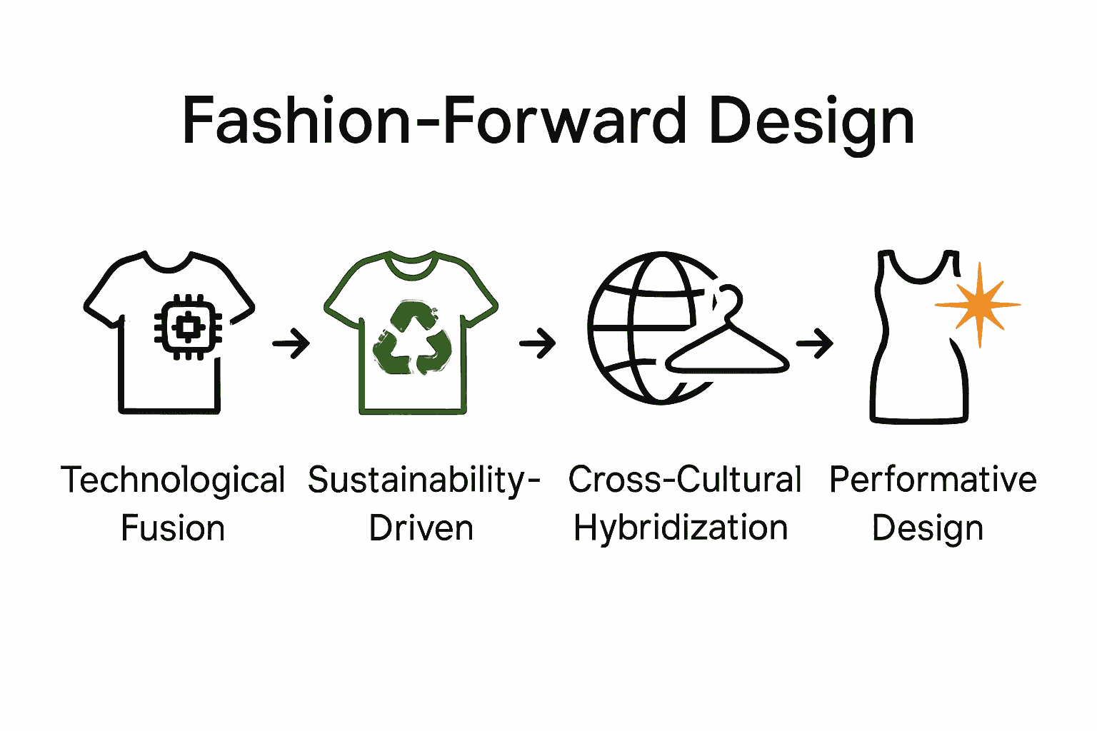 Infographic showing four styles in fashion-forward design with icons and brief descriptions