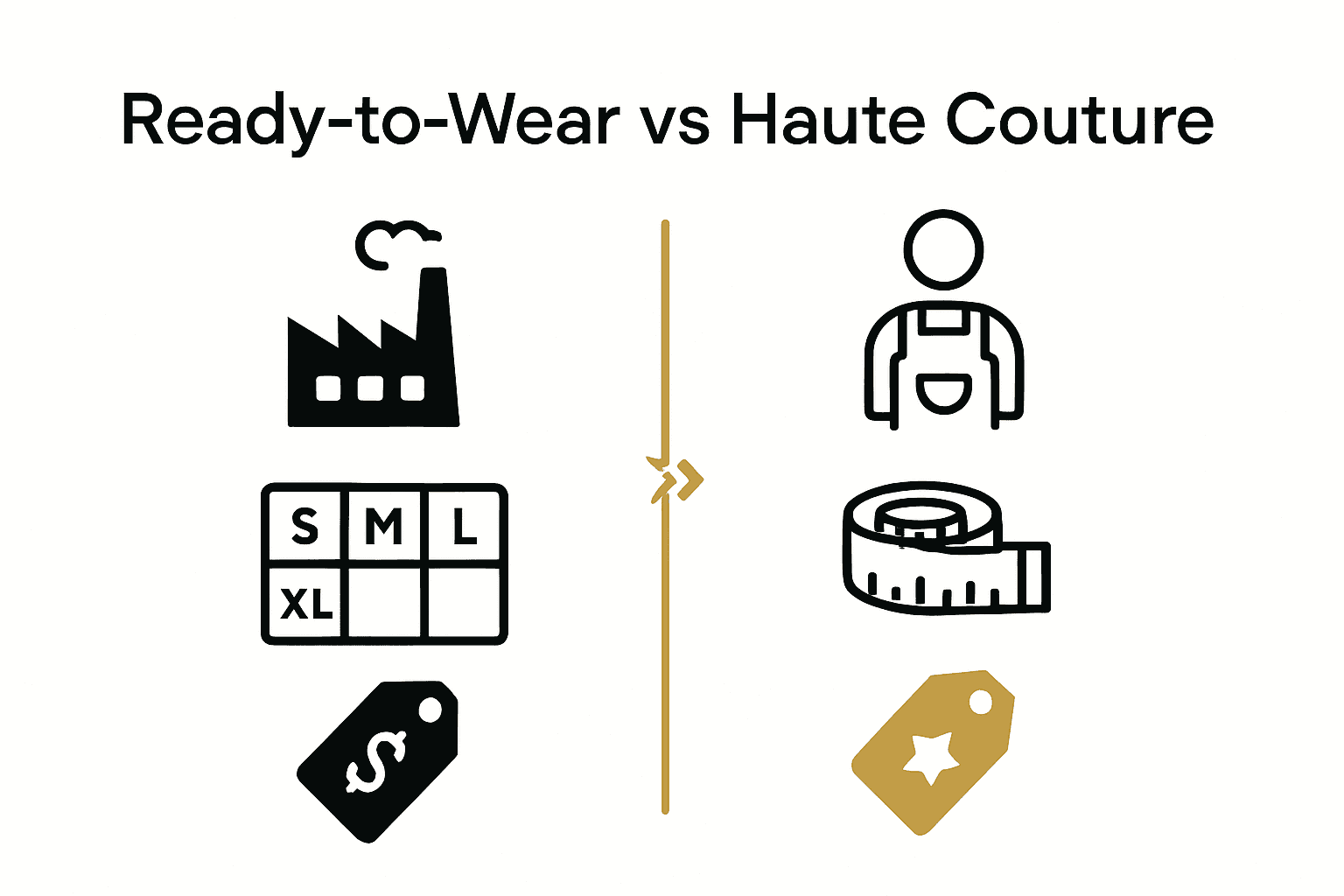 Side-by-side comparison of ready-to-wear and haute couture processes and features