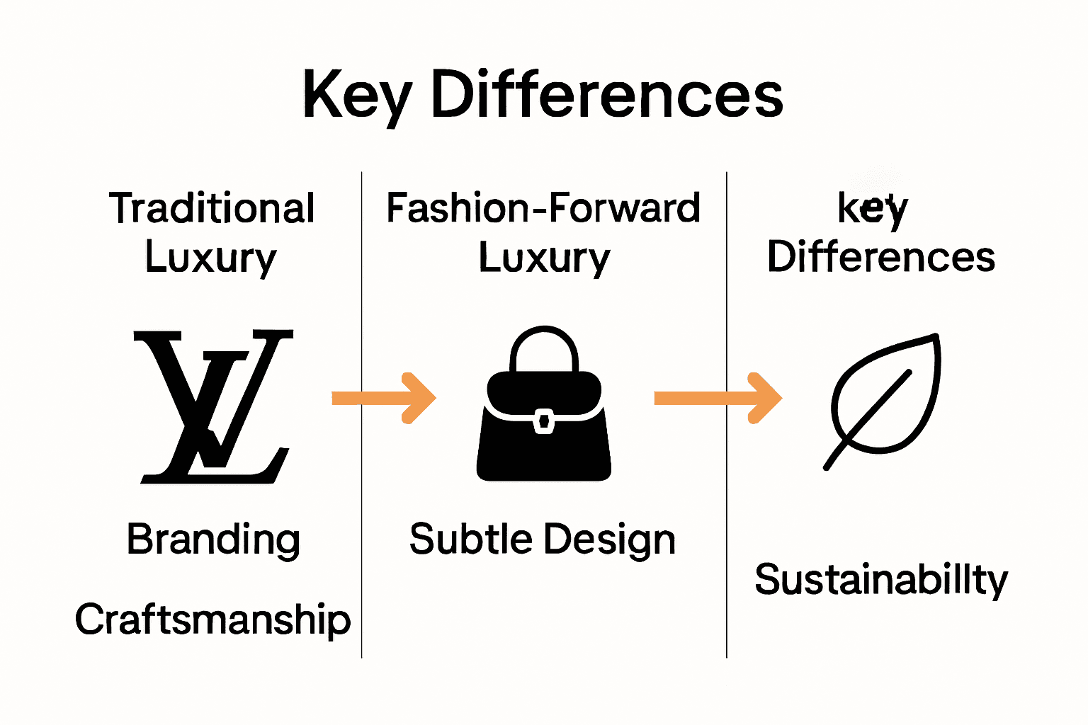 Infographic comparing traditional and fashion-forward luxury