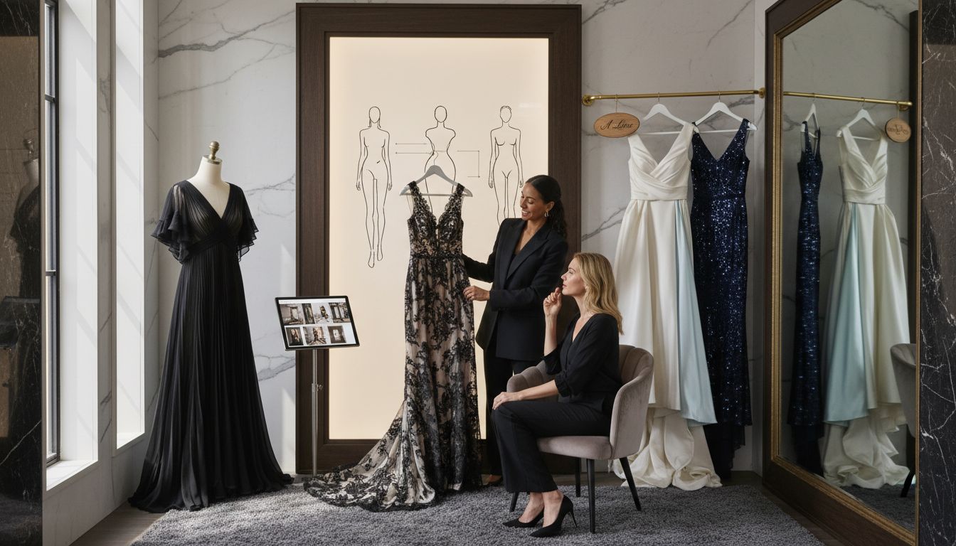 Consultant matching dress styles to body types