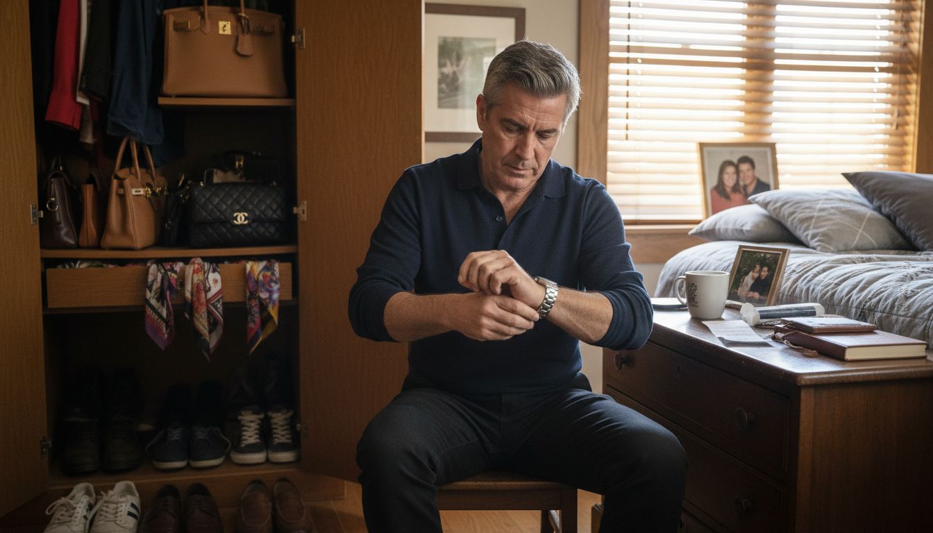Man choosing luxury watch for outfit